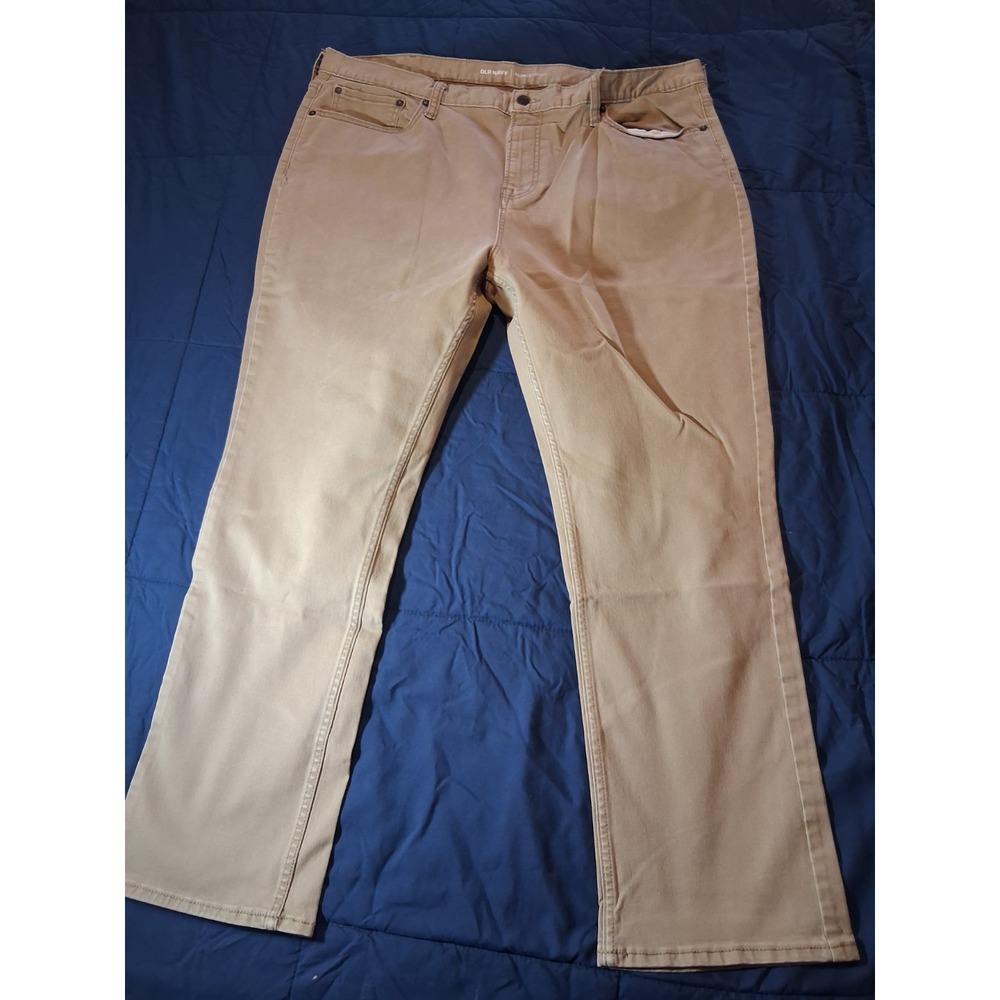 Old‎ Navy Jeans Mens 42X 30 Cream Slim Straight Stretch Denim Shore Thing